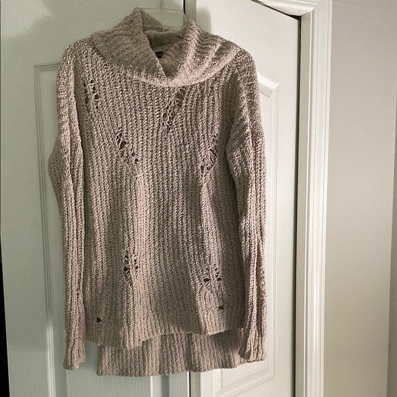 Express Sweaters - Express Beige Distressed Sweater